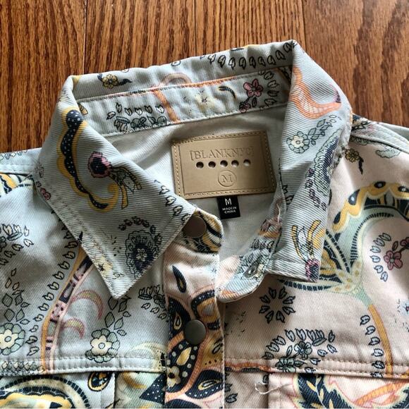 BlankNYC Coming Through Paisley Print Button Up Denim Jacket Women’s Size M NWT - Picture 6 of 13
